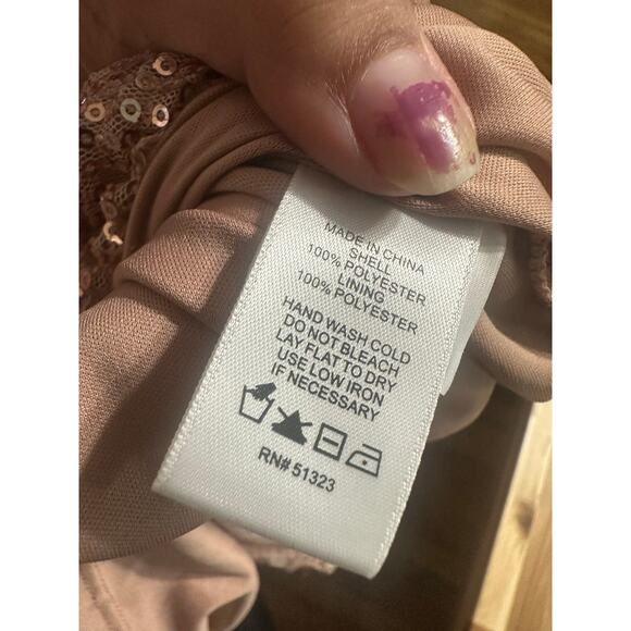 1.STATE “Dramatic Pause” Nude Sequin Midi Slip Dress | Elegant Eveningwear - Picture 7 of 7